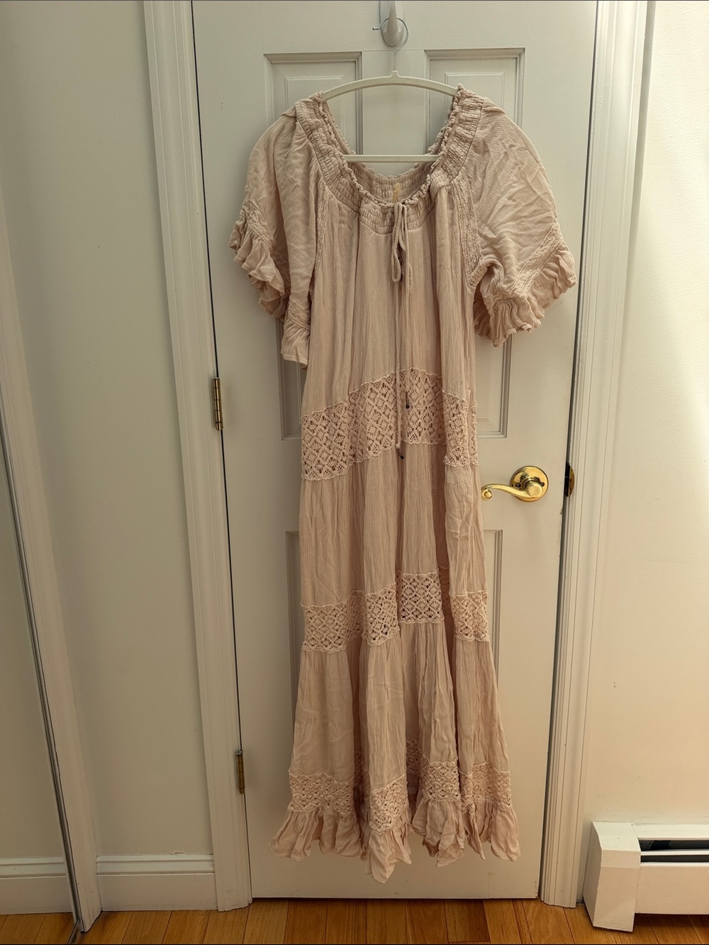 Free People Blush Crochet-Panel Maxi Dress